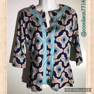 Boutique-Tracy Negoshian geo floral peplum top